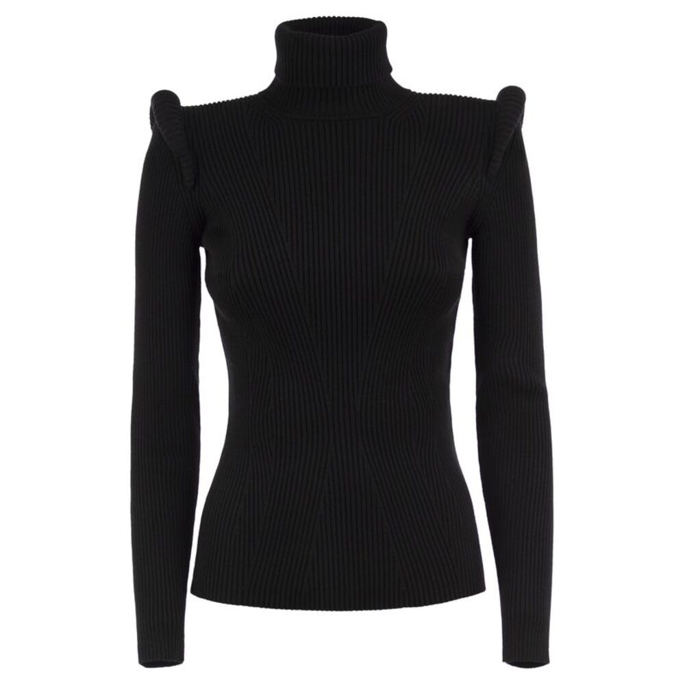 Elisabetta Franchi Women Ribbed High-Neck Jumper With Structured Shoulders